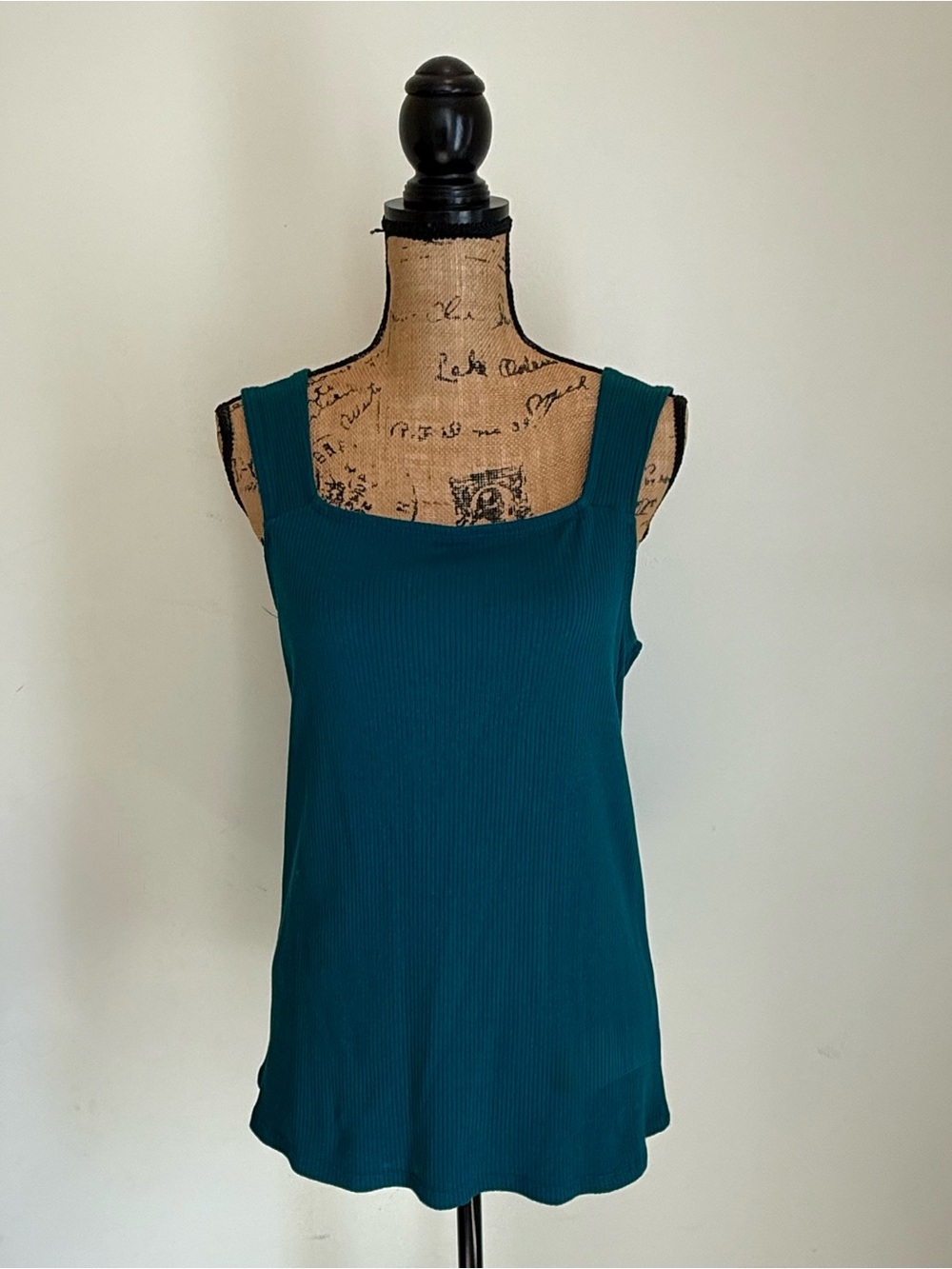 Maurices Teal Ribbed Square-Neck Tank Top